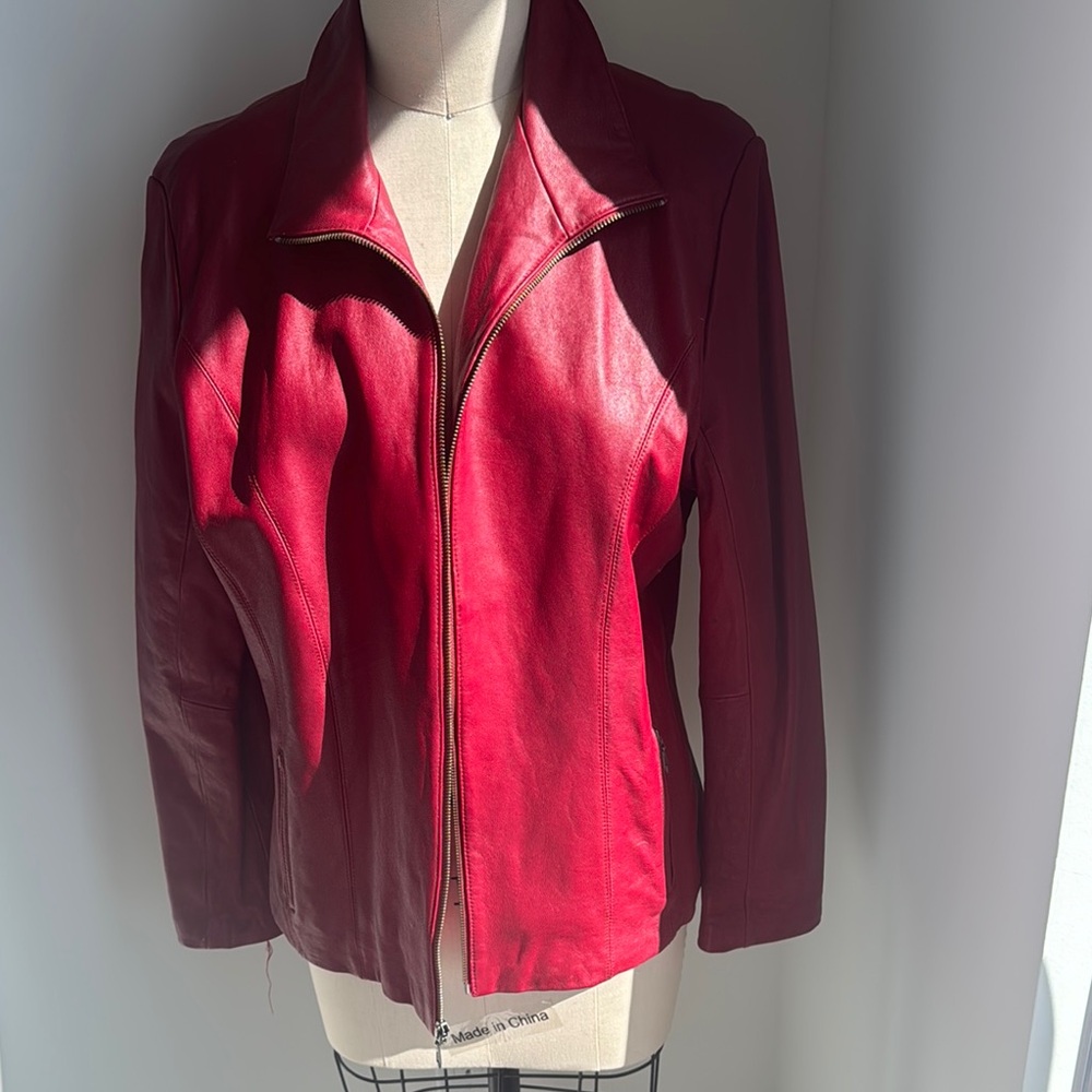 Women's Red Leather Jacket